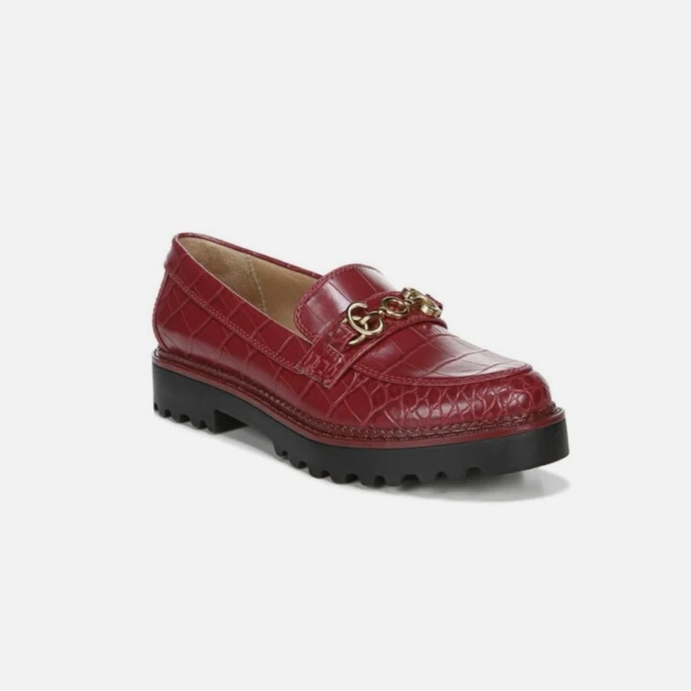 Sam Edelman DEANA Womens Platform Loafer Casual Shoe Red Croco Slip On Round New